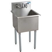 Bk Resources 21.5 in W x 21 in L x Free Standing, Stainless Steel, One Compartment Budget Sink BK8BS-1-18-14